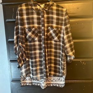 Plaid in front - designed back